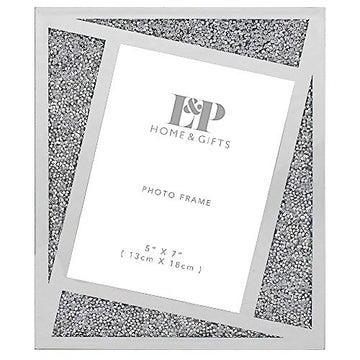 5x7 Inches Silver Mirrored Crystal Picture Frame