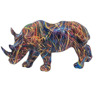 Black Supernova Rhinoceros Splash Animal Figurine