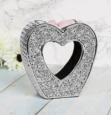 Silver Sparkle Heart Wax Melt Burner Oil Warmer Décor