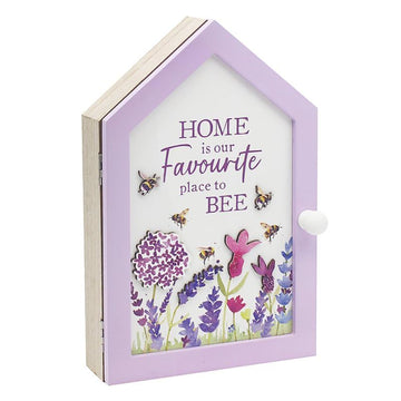 Lavender & Bees 6 Hooks Wooden Key Cabinet (design by Jennifer Rose)