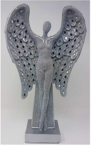 17 Inch Silver Art  Standing Angel Figurine