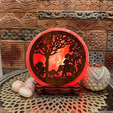 Himalayan Salt Round Lamp Meditation Elephant Sunset 4-5KG