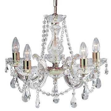 Marie Therese 5 Lights Brass & Crystal Chandelier
