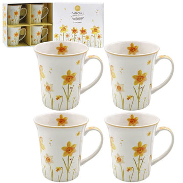 Yellow Daffodils 4-Set Ceramic Mugs