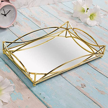 Gold Mirrored Rectangle Gatsby Gold Trinket Ornament Tray