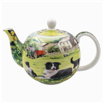 Collie & Sheep Ceramic Teapot with Handle