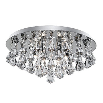 Hanna 8 Lights Chrome Crystal Flush Light