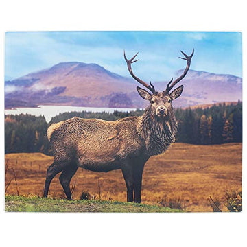 Stag Deer Highland Scenery Tempered Glass Chopping Board