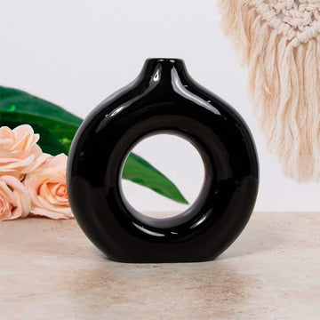 18 cm Donut Vase Nude Ceramic Glossy Nordic Style Decor