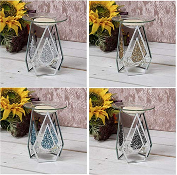 Mirrored Glass Oil Warmer Wax Melt Burner Gold Crystal