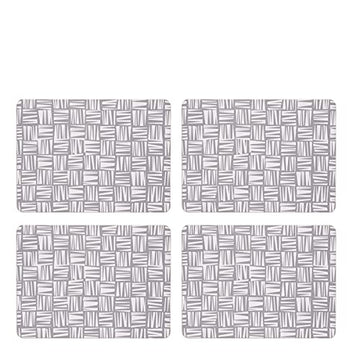 Set of 4 Blue Navy Geometric Design Placemats and Coasters