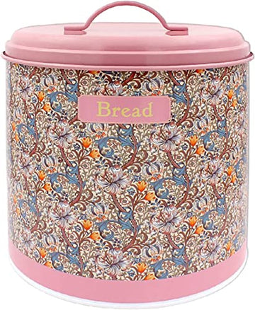 Pink Bread Bin Canister Golden Lily Floral Flowers Container