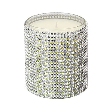 Silver Diamante Wax Scented Candle Jar - Pomegranate Noir