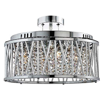 Elise 5 Light Chrome & Crystal Semi Flush Pendant