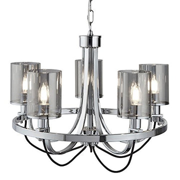 Catalina 5 Light Chrome & Smoked Glass Pendant