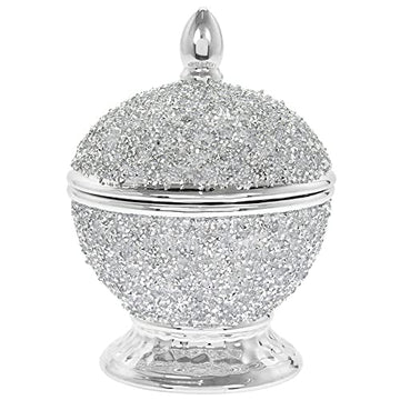 Silver Sparkle Diamante Ceramic Trinket Box