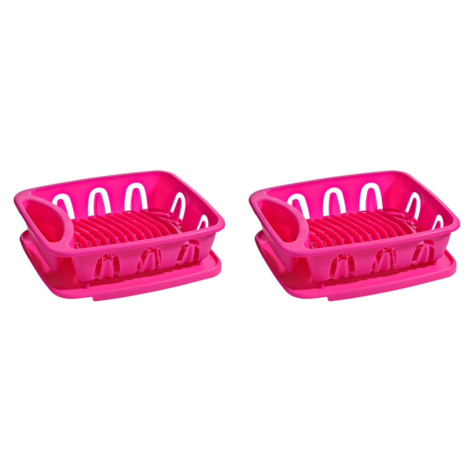 Premier Housewares Pink 2 Piece Dish Drainer Rack With Removable Dripping Tray