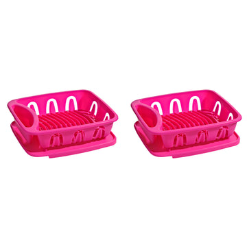 Premier Housewares Pink 2 Piece Dish Drainer Rack With Removable Dripping Tray
