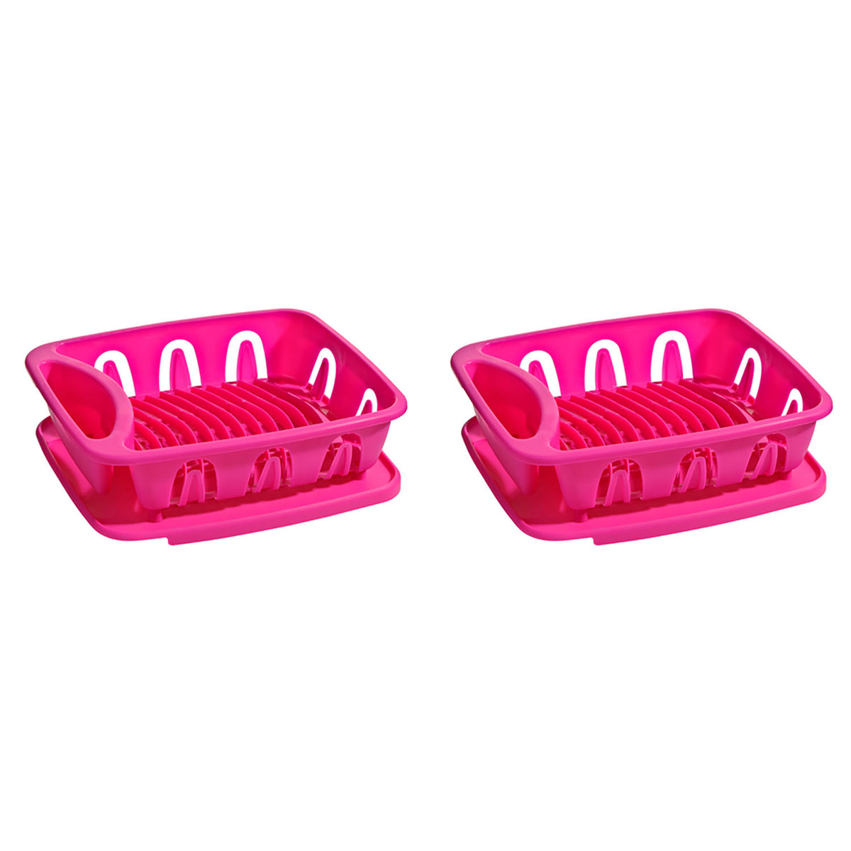 Premier Housewares Pink 2 Piece Dish Drainer Rack With Removable Dripping Tray