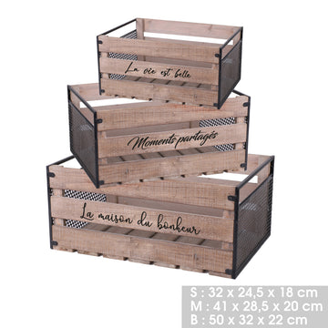3Pc Decorative Stackable Wooden Crates