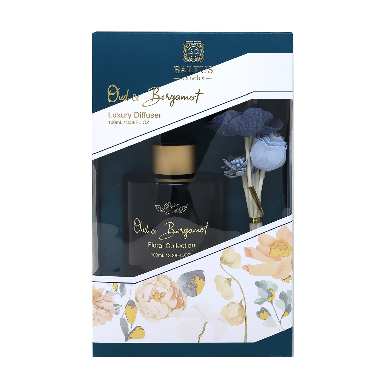 Baltus 100ml Oud & Bergamot Floral Scent Faux Flower Diffuser