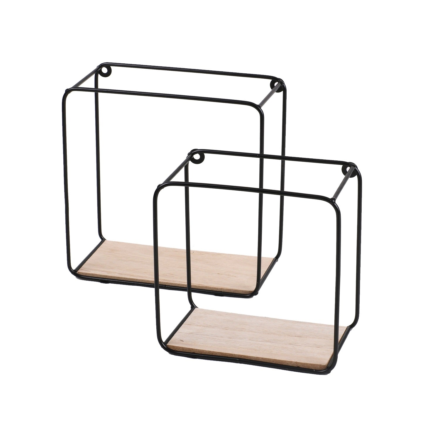 2x Modern Spirit Square Floating Shelves - Black