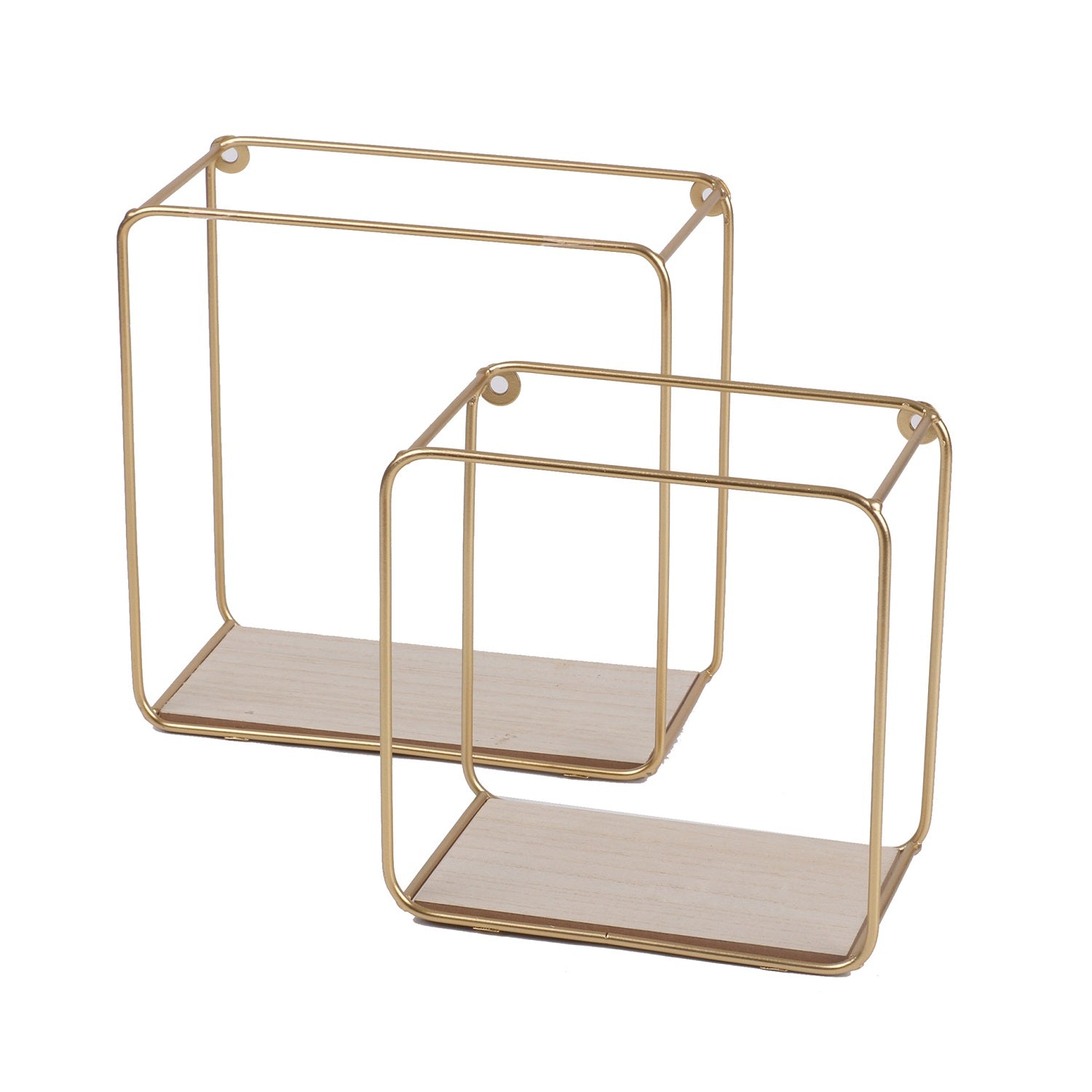 2x Modern Spirit Square Floating Shelves - Gold