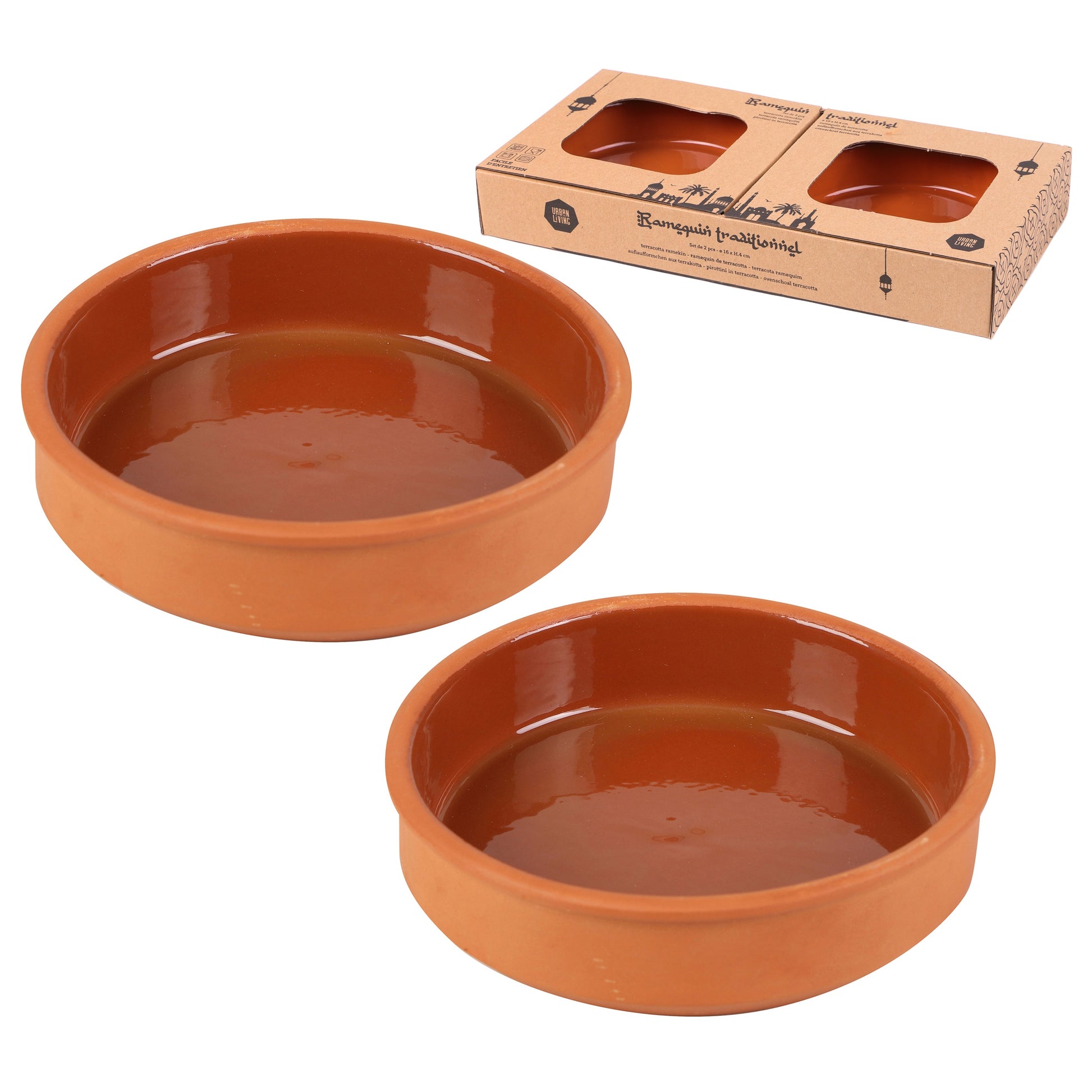 2Pcs Terracotta Clay Ramekin Set