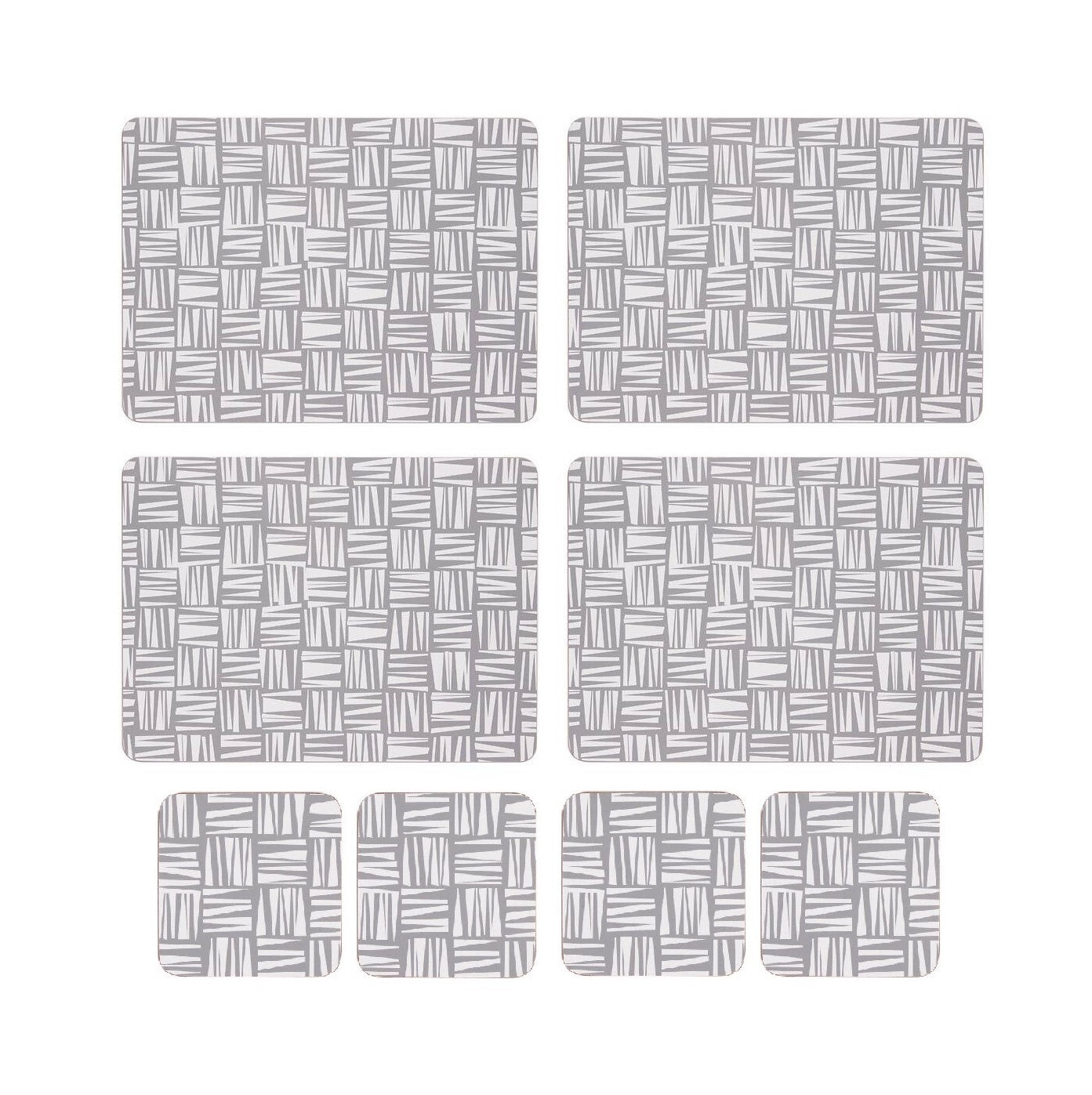 Set of 4 Blue Navy Geometric Design Placemats and Coasters