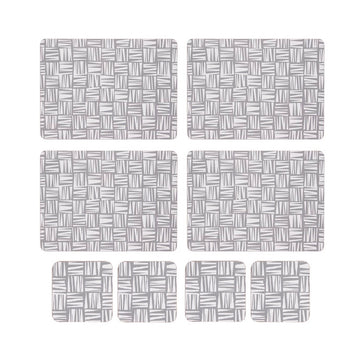 Set of 4 Blue Navy Geometric Design Placemats and Coasters
