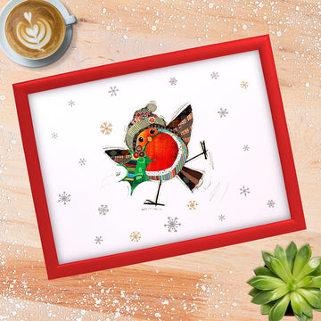 Bug Art Christmas Robin Padded Lap tray