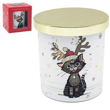 Cashmere & Silk Scented Candle Cat Design Christmas