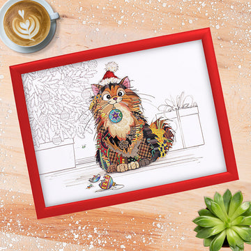 Bug Art Christmas Ginger Cat Padded Lap tray