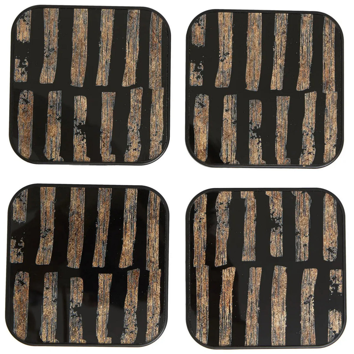 Selena Set of 4 Black Gold Square Coasters