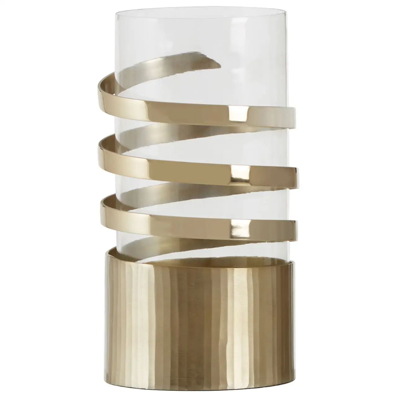 Aureli Large Vertical Textured Gold Metal Hurricane Candle Holder