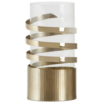 Aureli Large Vertical Textured Gold Metal Hurricane Candle Holder