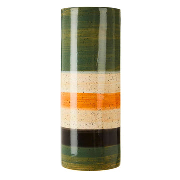 Sorrelle Large Green & Orange Stripe Ceramic Vase