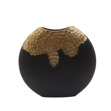 Kaito Small Black & Gold Round Vase