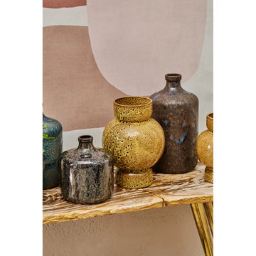 Syras Dark Blue Reactive Glaze Bottle Vase