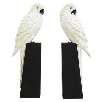 Bohemian White Gold Parrot Bookends