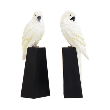 Bohemian White Gold Parrot Bookends