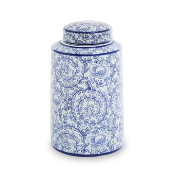 Caleb Small Blue White Ceramic Ginger Jar