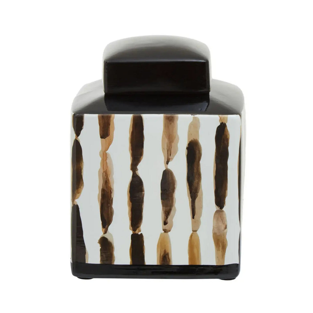 Mira Small Black White Brushstroke Ceramic Ginger Jar