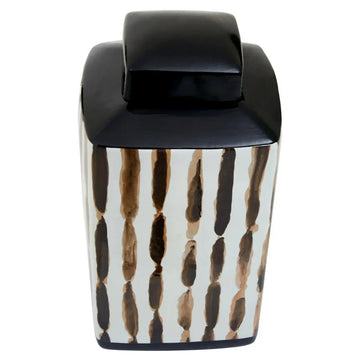 Mira Large Black White Brushstroke Ceramic Ginger Jar