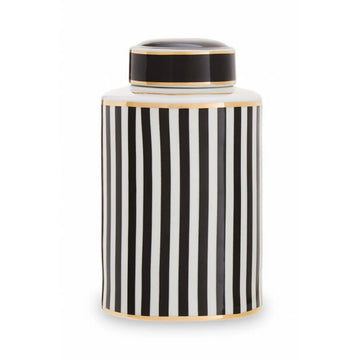 Doris Small White Black Stripe Ceramic Ginger Jar