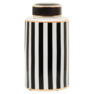 Doris Large White Black Stripe Ceramic Ginger Jar