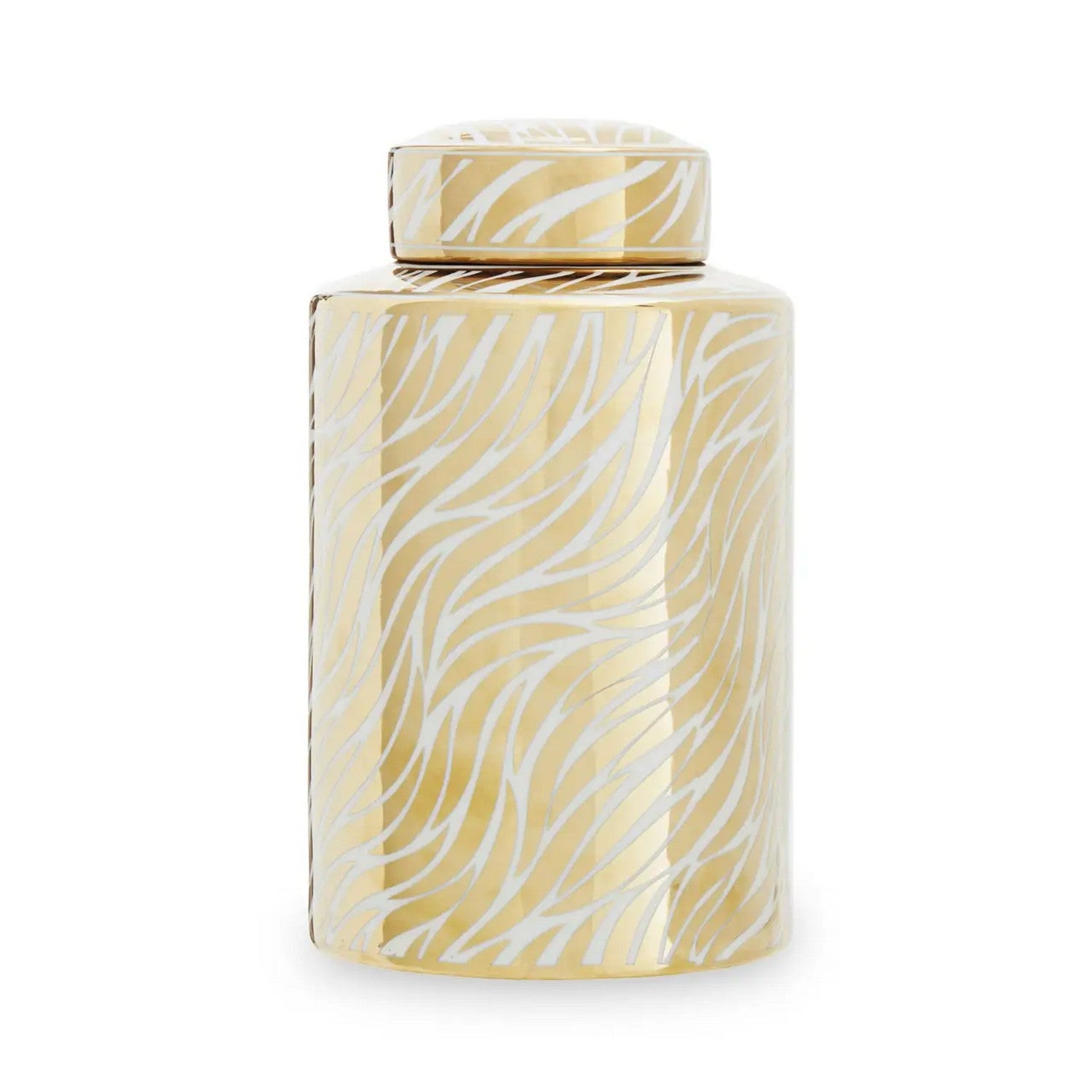 Doris Small White & Gold Ceramic Ginger Jar