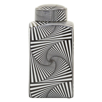 Doris Small Geometric Print Black White Ceramic Ginger Jar