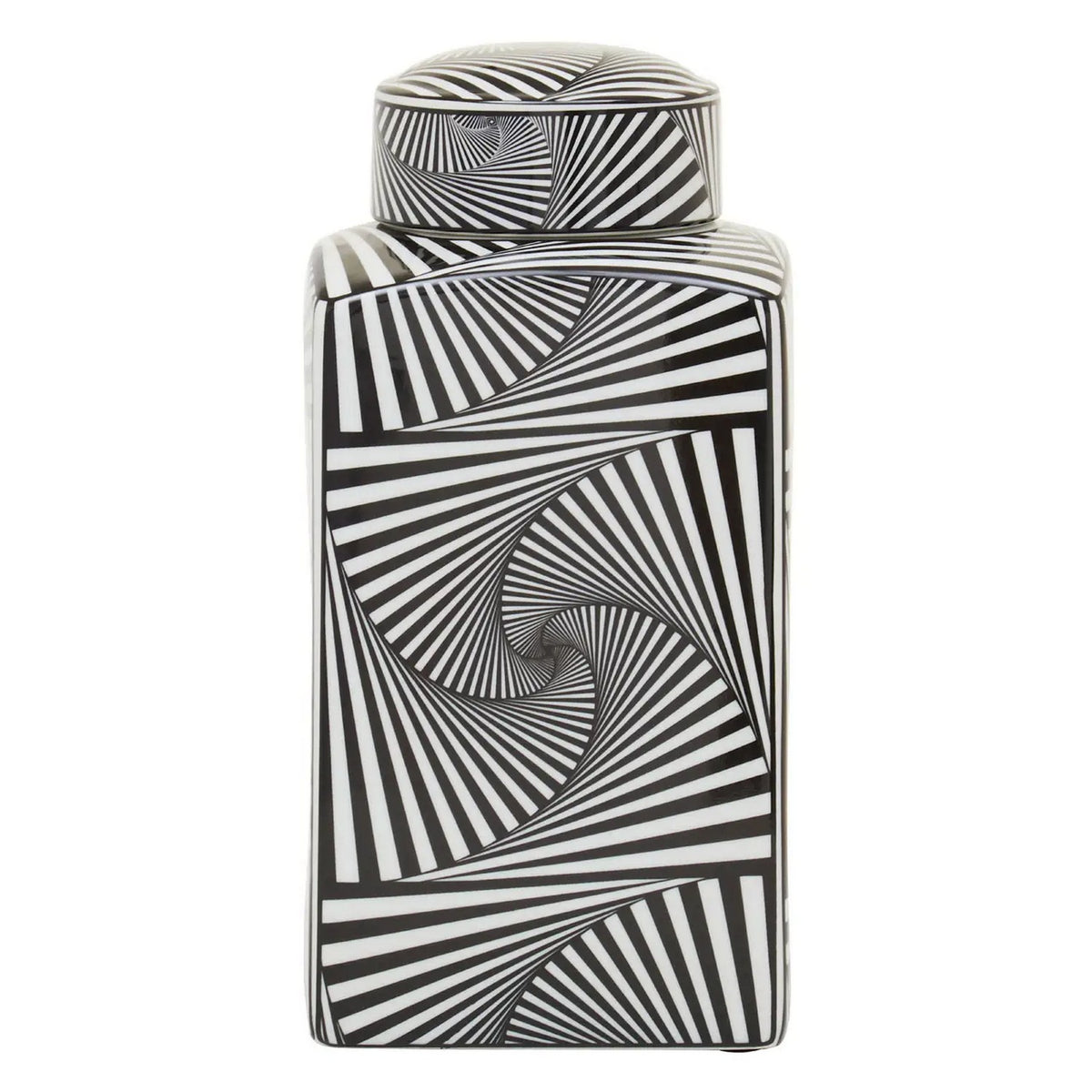 Doris Small Geometric Print Black White Ceramic Ginger Jar