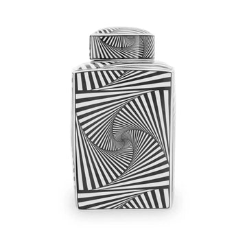 Doris Large Geometric Print Black White Ceramic Ginger Jar